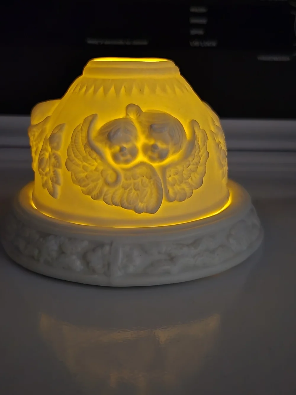 Vintage 1998 Hermitage Pottery Angel Cherub Candle Lamp | Cottagecore Decor